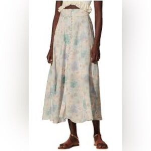 Sandro Cream and blue A-Line Maxi Skirt Resort Wear